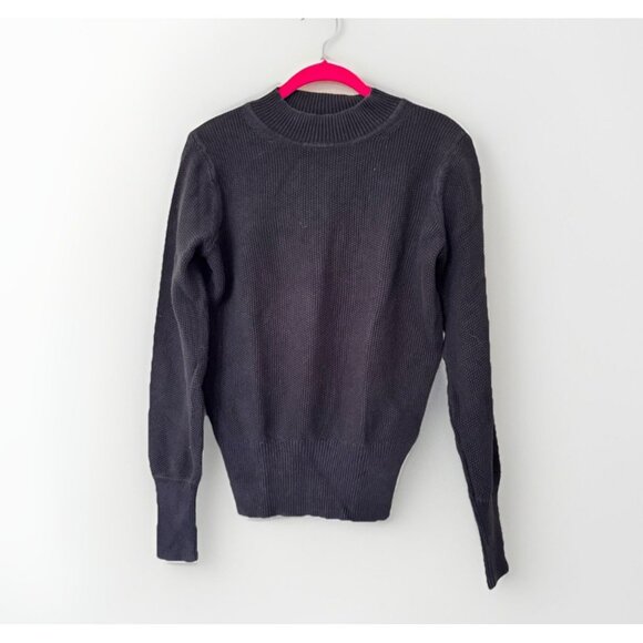 GAP Sweater Womens Small Black Waffle Knit Long Sleeve Pullover Casual - Picture 1 of 6